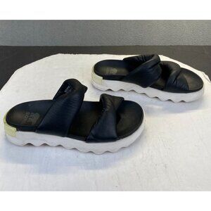 Sorel Women’s Sz 7.5 Viibe Twist Slide‎ Women's Casual Sandals, Black/Sea Salt